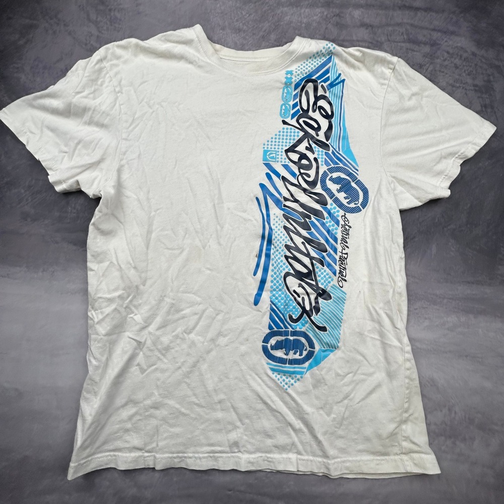 Vintage Ecko Unltd Graphic T-Shirt Mens Large White Blue Y2K Skater Streetwear - Picture 2 of 6